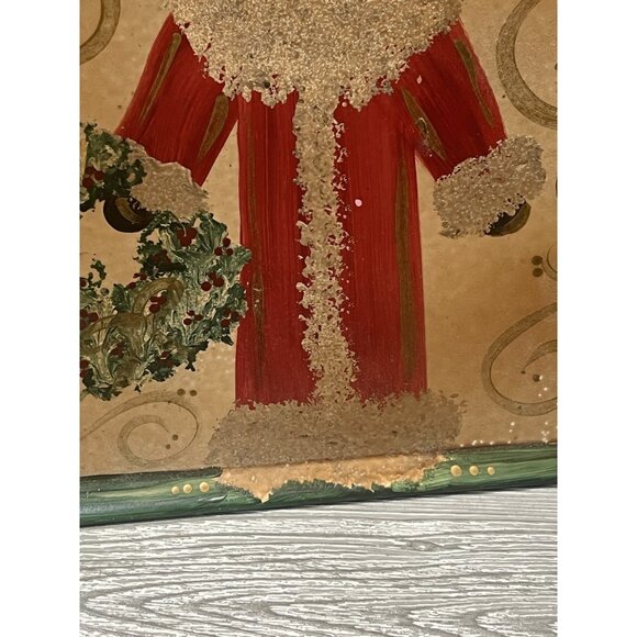 Vintage Look Santa Claus Hand Painted Tray Wall Decor Christmas Holiday - Picture 5 of 8